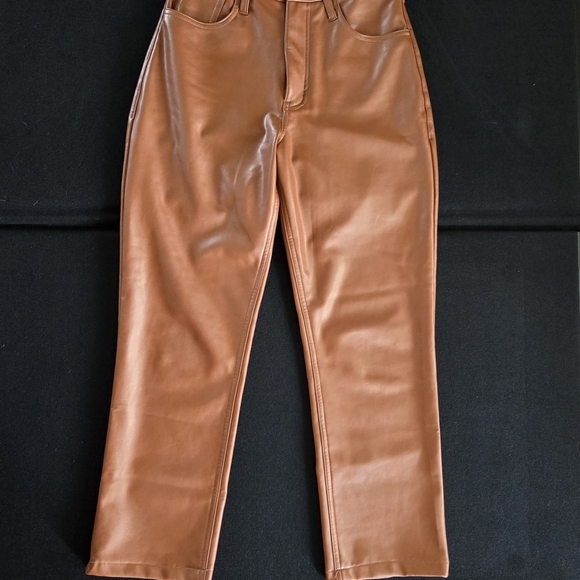 Abercrombie & Fitch Curve Love '90s Straight Ultra High Rise 2 XS 26 Faux Leathe - Picture 3 of 9